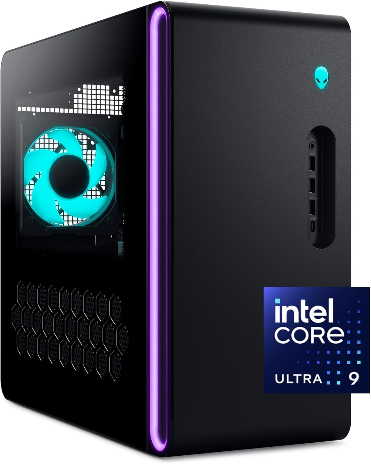 Alienware Aurora Gaming Desktop ACT1250 - Intel Core Ultra 9 285 Processor, Liquid Cooled, NVIDIA GeForce RTX 5080, 32GB DDR5 RAM, 1TB SSD, 1000W Platinum Rated PSU, Win 11 Home - Clear Panel