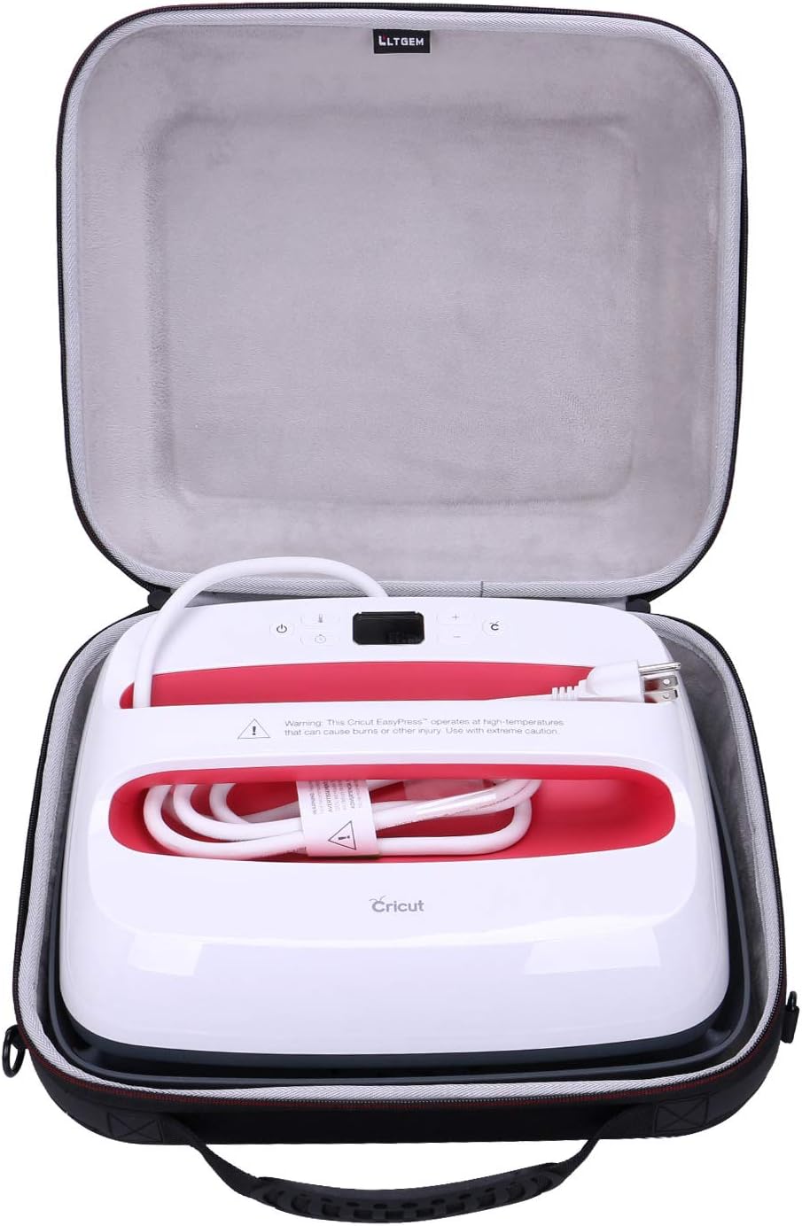 LTGEM Case Compatible with Cricut EasyPress 2/3 Smart Heat Press Machine(12"x10"), Black+Gray