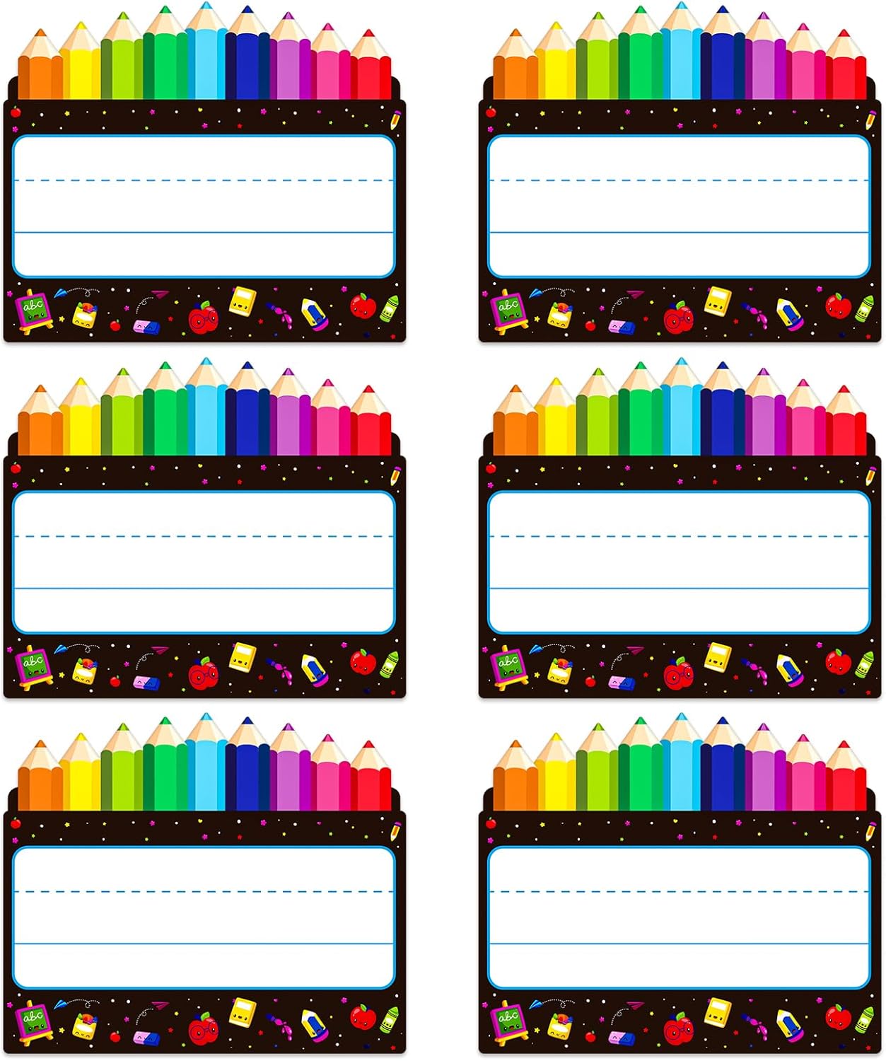 36PCS Pencils Name Tags Stickers for Classroom Kids Students Name Tags Labels Stickers Classroom Nameplates for Desk Back to School Kindergarten Bulletin Board Decorations Teacher Supplies