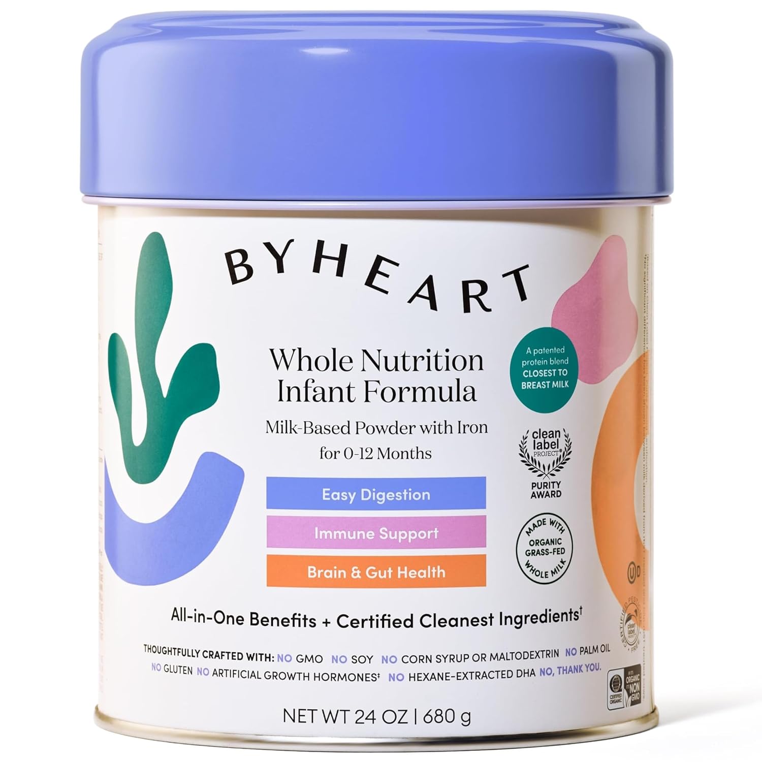 Infant Formula Powder for Infants 0-12 Months, Made With Organic Whole Milk, Clean Label Project Certified, Closest-to-Breast Milk Baby Formula Patented Protein Blend, 24 Ounce (Pack of 1)