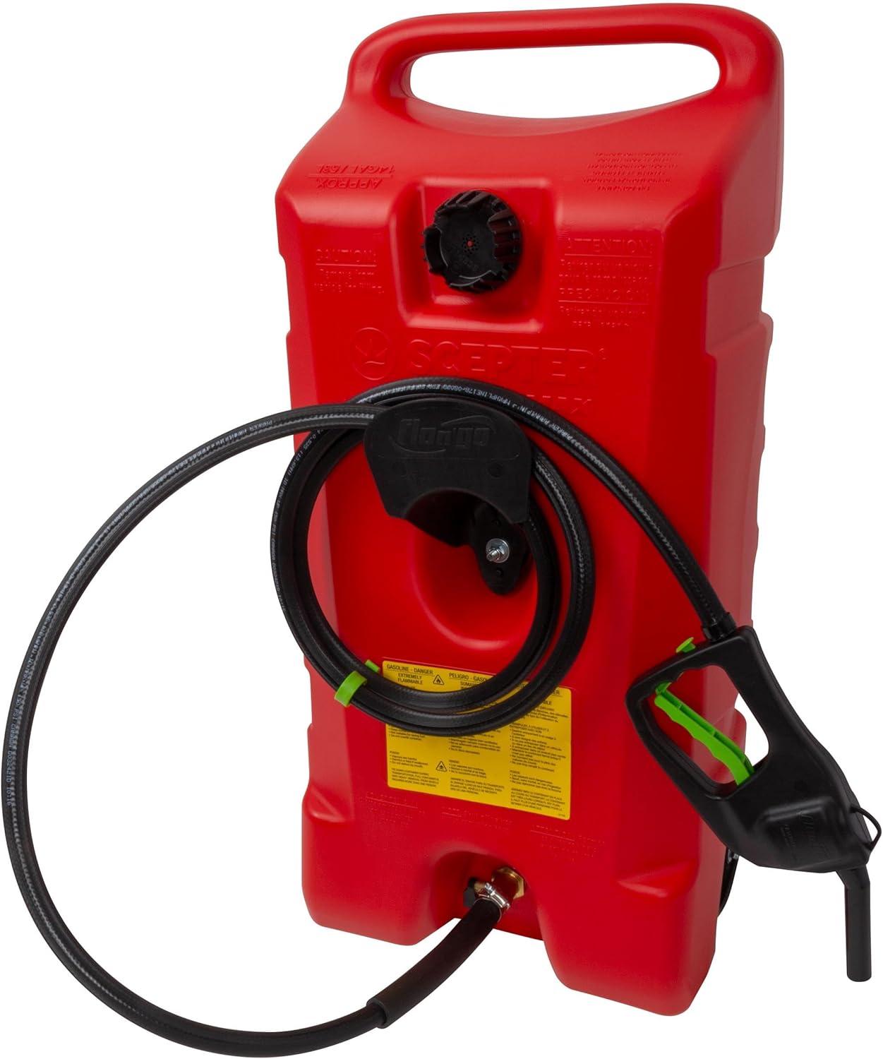 Scepter Duramax 14 Gallon Wheeled Utility Transfer Tank with Manual Pump, Red – Portable Rolling Container with 10-Foot Hose for Equipment, Tractors, Boats, Jet Skis, ATVs and Jobsite Transport
