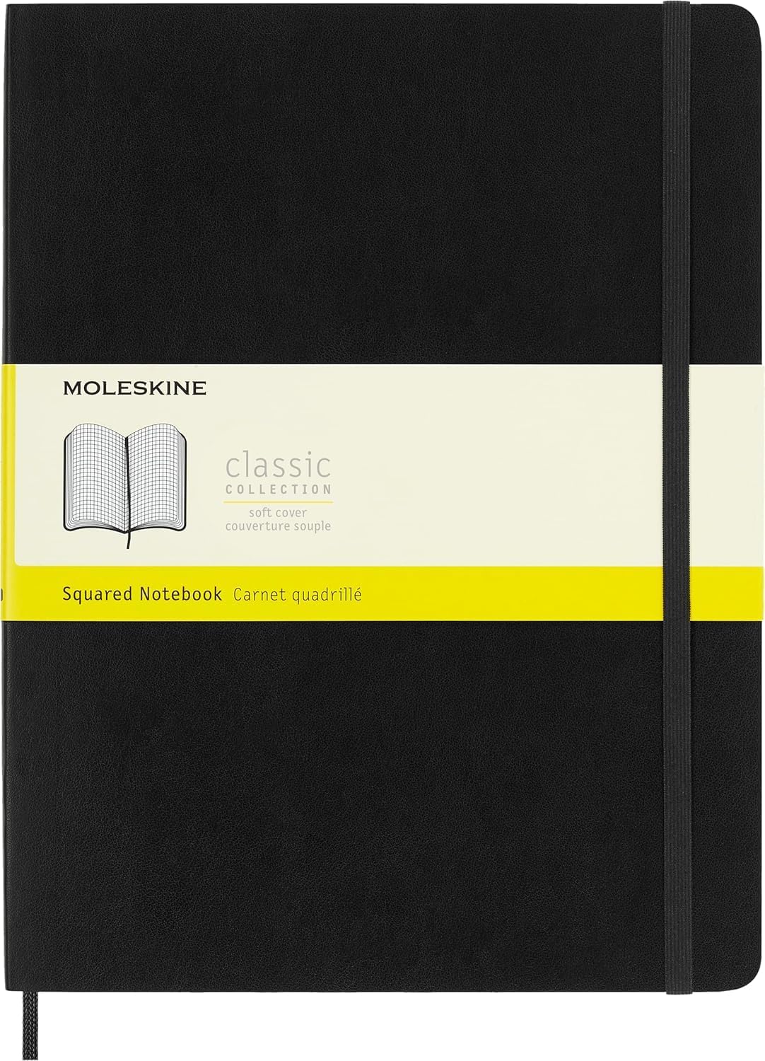 Moleskine Classic Squared Paper Notebook, Soft Cover and Elastic Closure Journal, Color Black, Size Extra Large 19 x 25 , 192 Pages