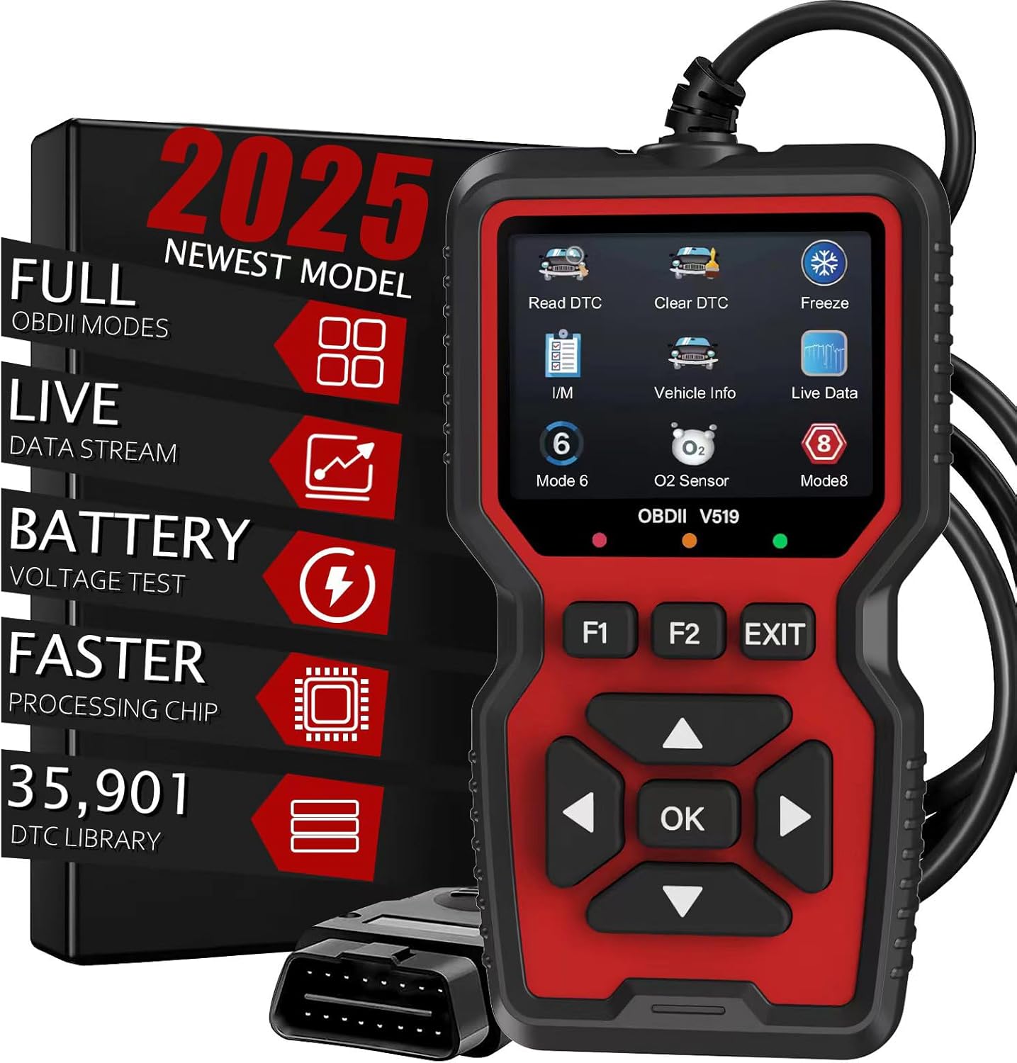 OBD2 Scanner Diagnostic Tool, Check Engine Code Reader OBD2 Scanner with Reset, Mode 6, Mode 8 & I/M Readiness, Auto Check Engine Light Car Diagnostic Scan Tool for All OBDII Car Since 1996