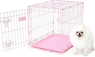 Carlson Pink Secure and Compact Single Door Metal Dog Crate, Small