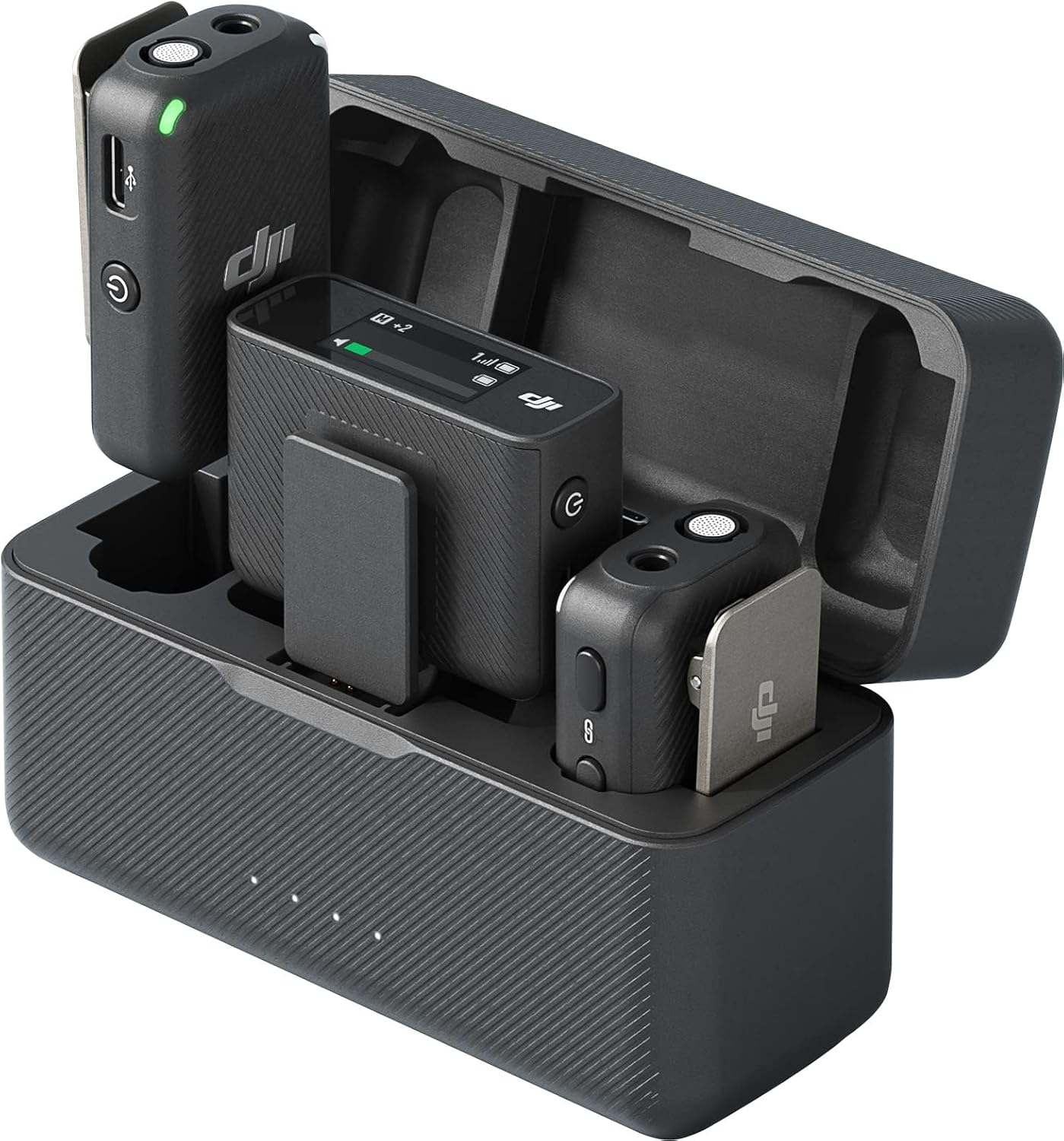 DJI Mic (2 TX + 1 RX + Charging Case), Wireless Lavalier Microphone, 250m (820 ft.) Range, 15-Hour Battery, Noise Cancellation Wireless Microphone for PC, iPhone, Record Interview, YouTube, Vlogs