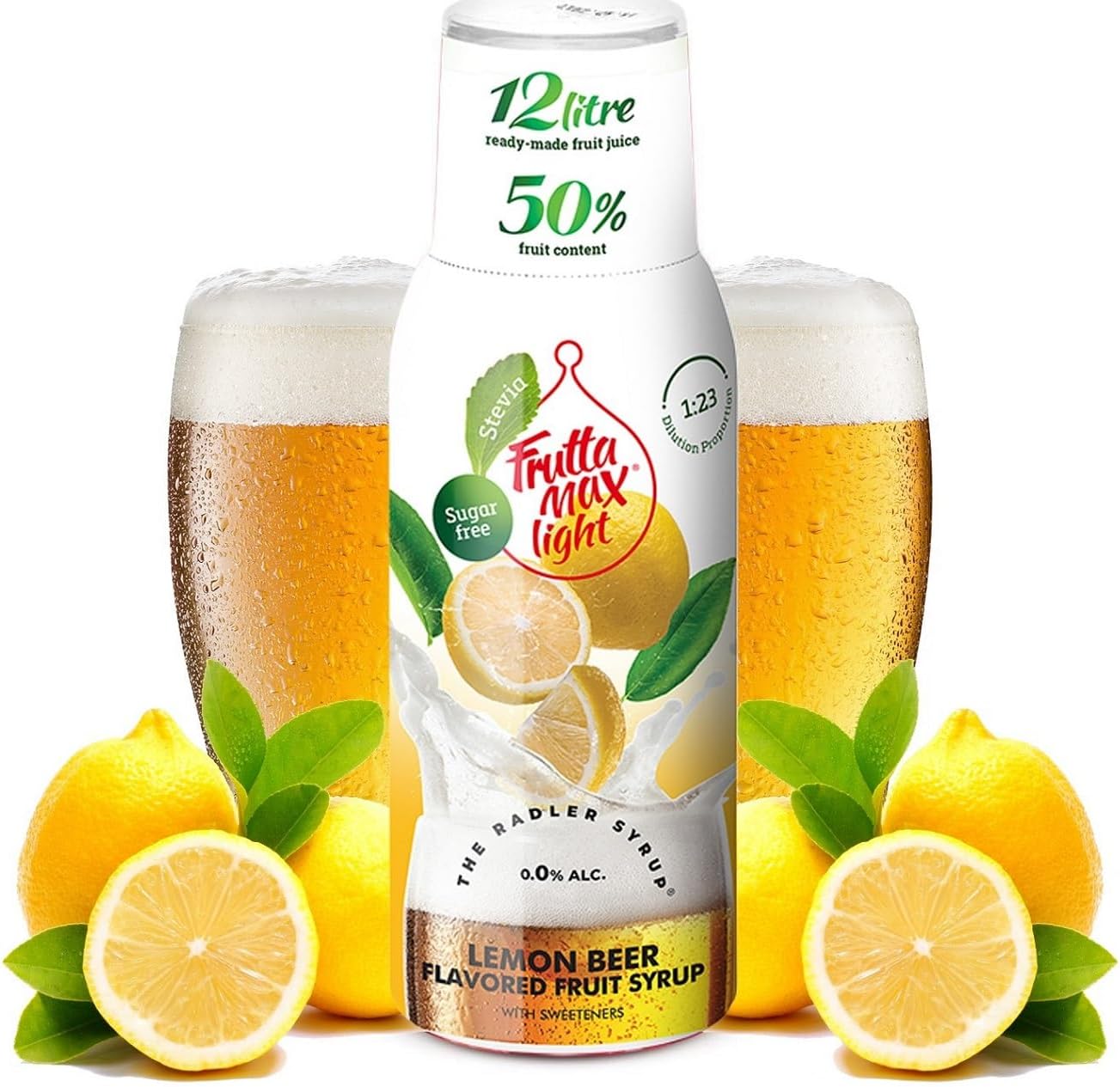 FruttaMax Sugar-Free Lemon Beer Syrup – 50% Real Fruit | Low-Calorie Drink Syrup for Soda Makers, Cocktails & Desserts – 500ml