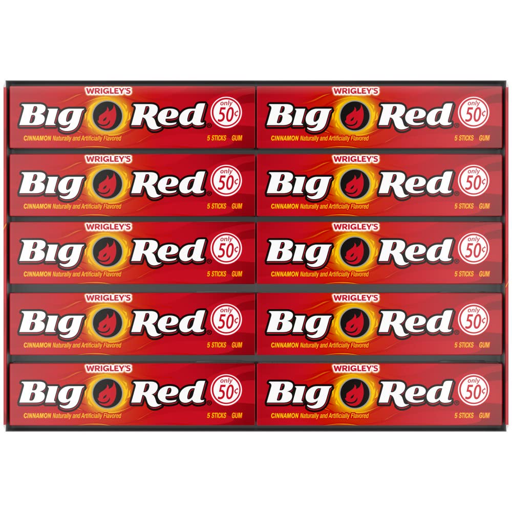 WRIGLEY'S BIG RED Cinnamon Chewing Gum Bulk Pack, 5 Sticks, 40 Count