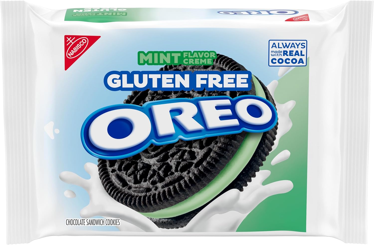 OREO Gluten Free Mint Creme Chocolate Sandwich Cookies, Gluten Free Cookies, 12.47 oz