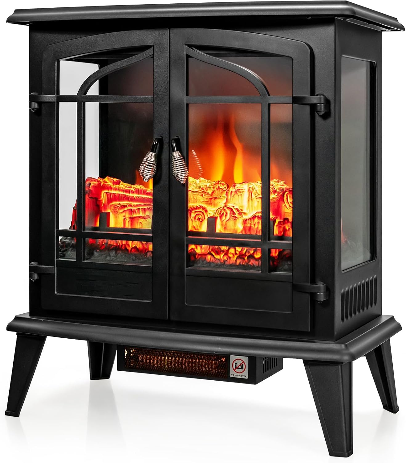 ORALNER Electric Fireplace Heater 25-Inch, Freestanding Fireplace Stove with Realistic 3D Flame Effect, Overheat Protection, Portable Fireplace for Living Room Bedroom, 1400W, Black