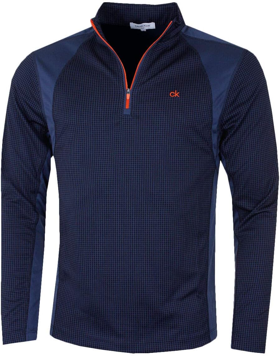 Calvin Klein Mens 2025 Micro Grid CK 1/2 Zip Mid Layer Baselayer
