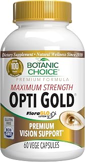 Botanic Choice Maximum Strength Opti Gold Vision Eye Health Support Supplement for Overall Eyesight Health for Men & Women - Taurine, Vitamin A, Lutein, Bilberry, Alpha Lipoic Acid (60 Capsules)