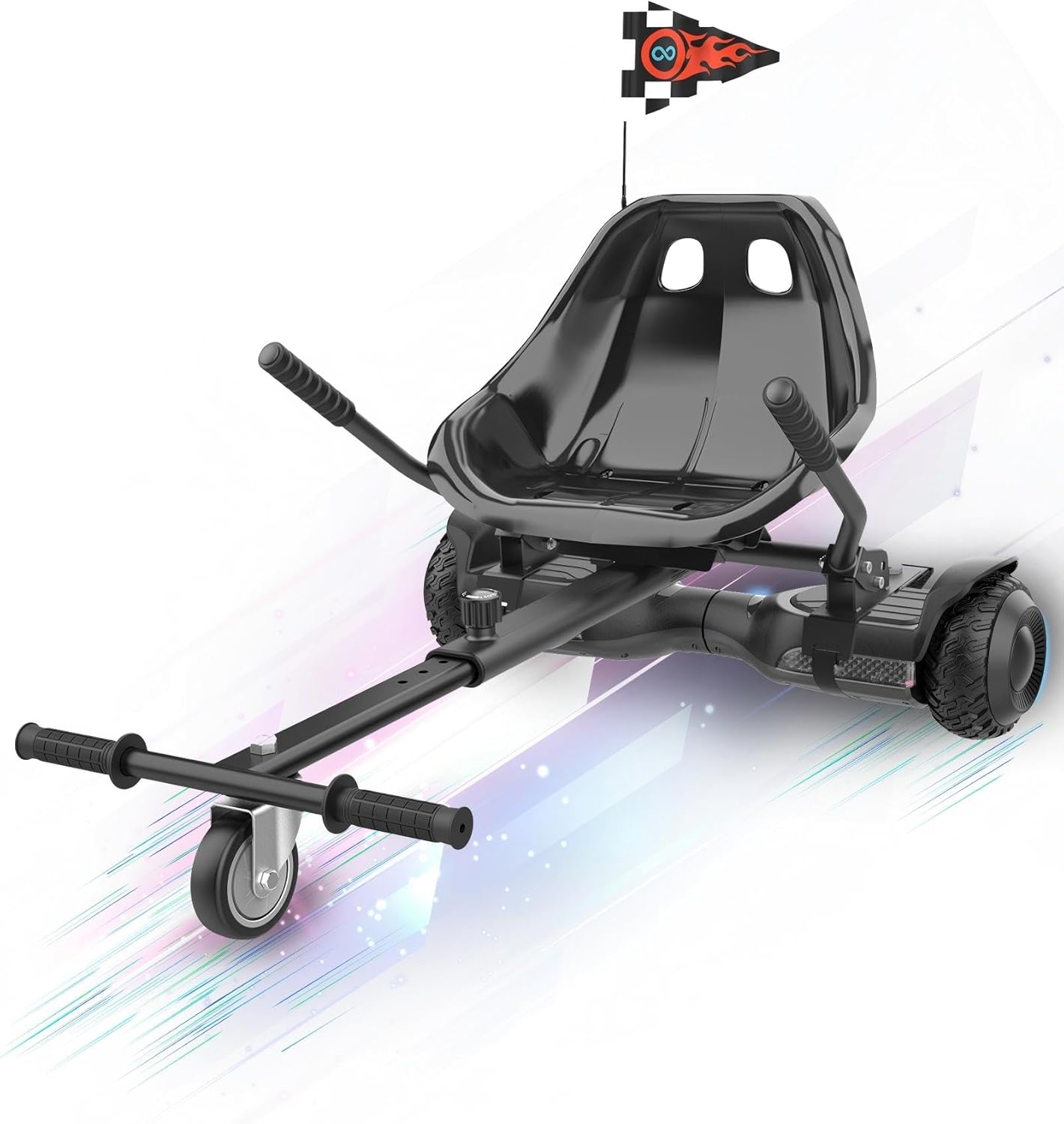 Go Kart Seat Attachment for Self-Balancing Scooter – Adjustable Frame Fits 6.5", 8", 10" Balance Boards, Easy Install, Safe & Fun Ride for Kids and Adults, Ideal for Gifts