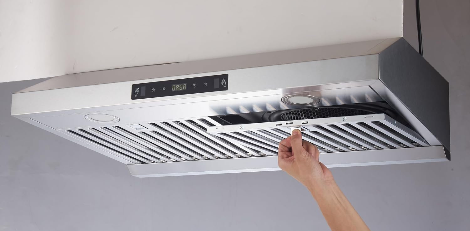 Freestanding Under Range Hood 34 inch Stainless Steel