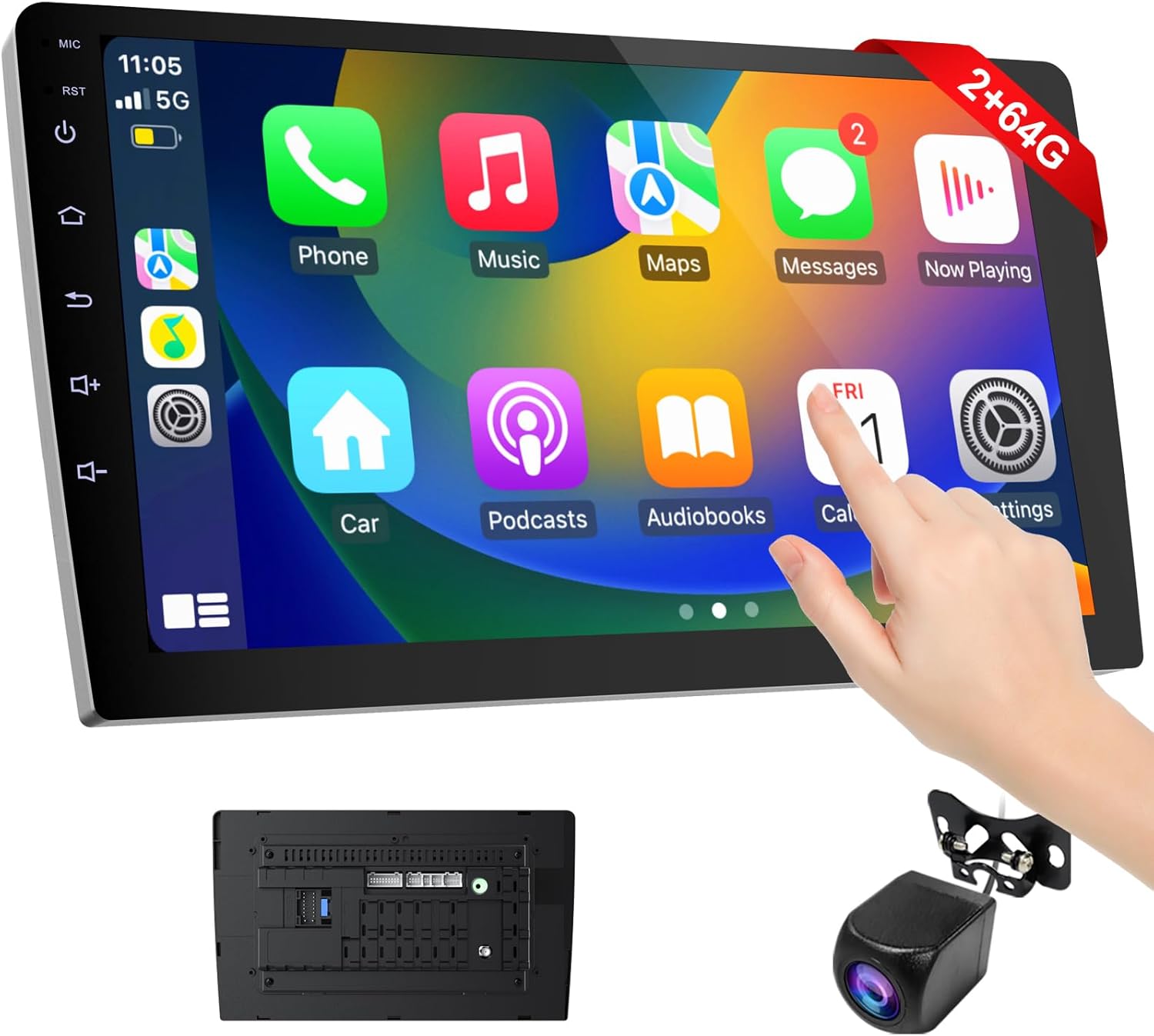 Carplay Screen for Car, 9 inch Wireless CarPlay & Android Auto,Backup Camera,Double Din Car Stereo,GPS Navigation, ZLink,Audio Receivers, Music Player (9 inch)