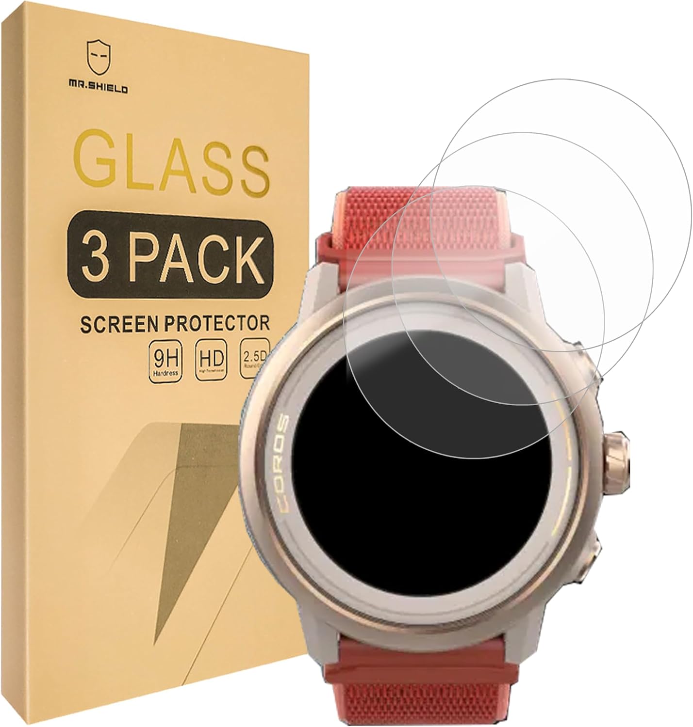 Mr.Shield Screen Protector compatible with COROS APEX 2 [Tempered Glass] [3-PACK] [Japan Glass with 9H Hardness]