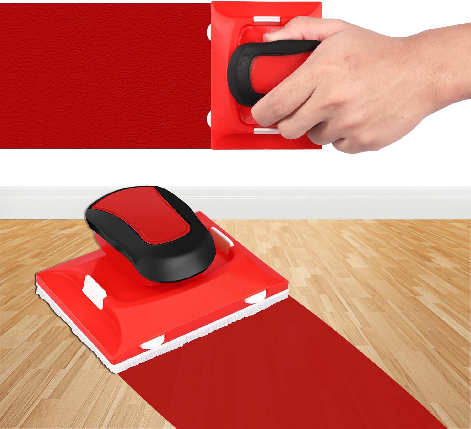 Paint Edger Tool, Multifunctional Paint Edging Trimmer with 2 Replacement Pads and Rotatable Handle, Paint Pad Applicator Paint Corner Tool for Wall Painting Ceiling, Painting Corner and Edges