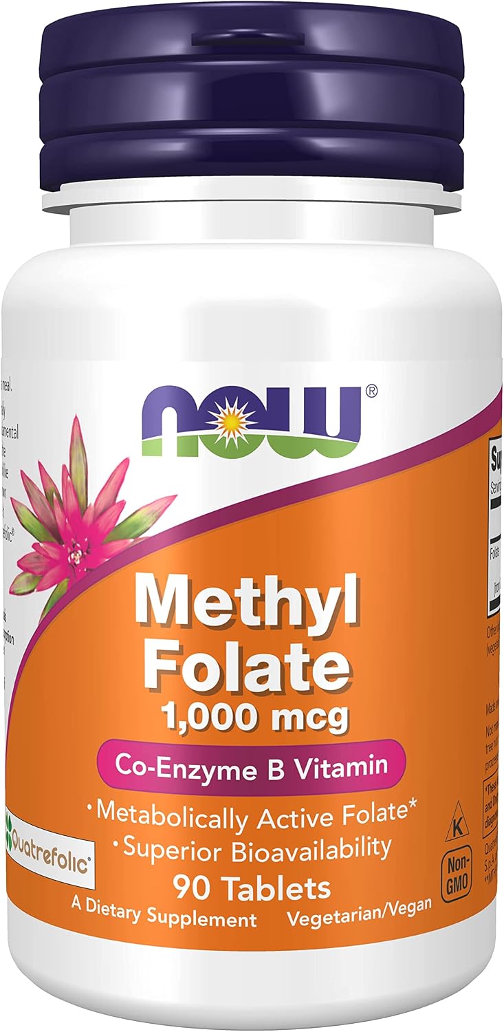 Now Foods, Methyl Folate (Folic Acid), 1.000mcg, 90 Vegan Tablets, Lab-Tested, Vitamin B9, Gluten Free, SOYA Free, Vegetarian