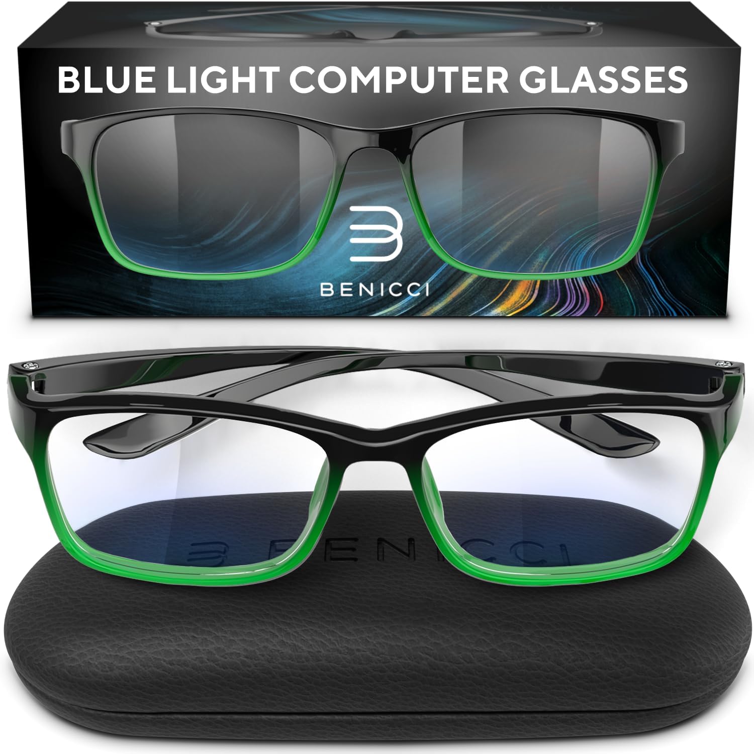 Stylish Blue Light Blocking Glasses for Women & Men – Helps Ease Digital Eye Strain & Headache from Computers, Phones w/Case