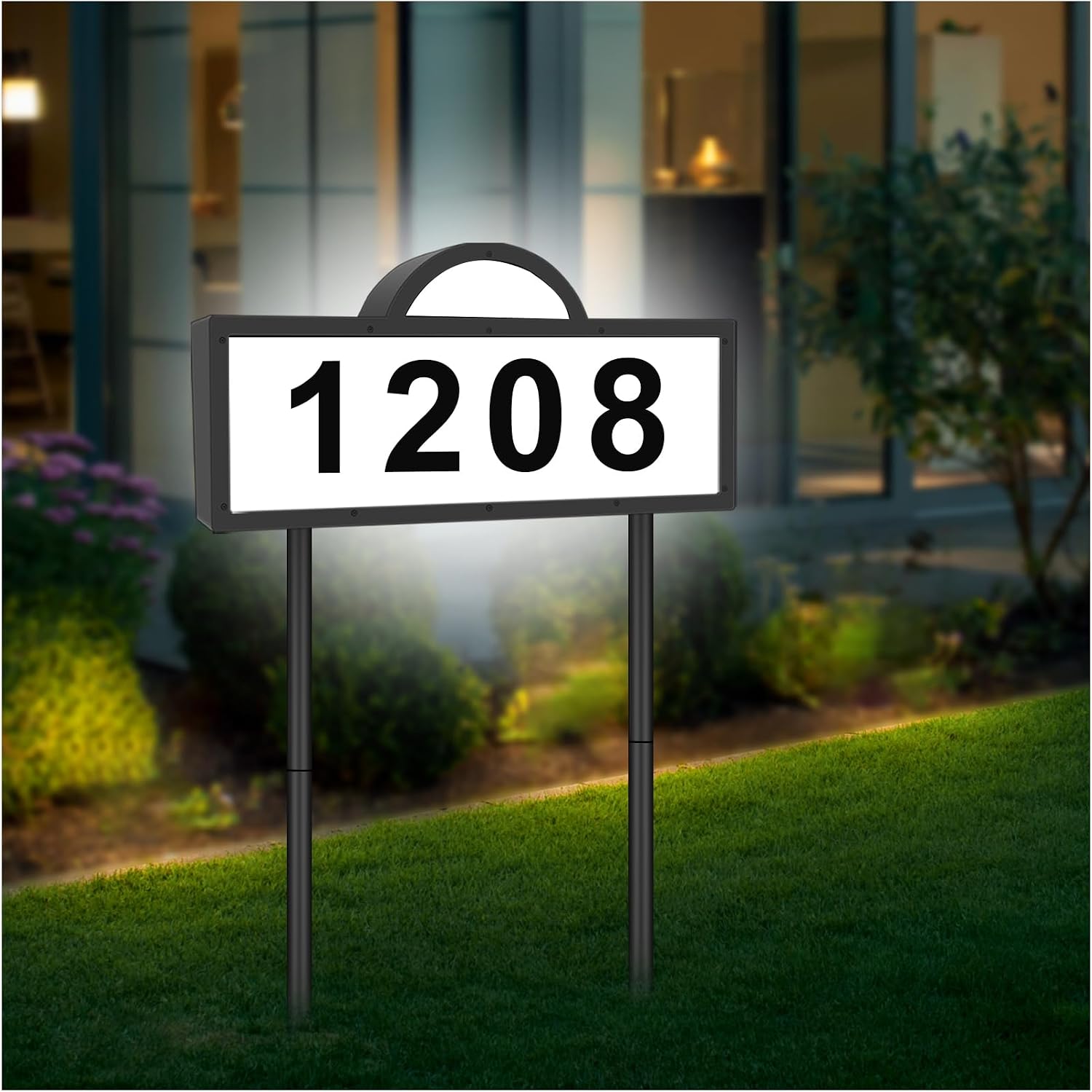 Solar House Numbers for Outside, Lighted Address Sign for House Yard