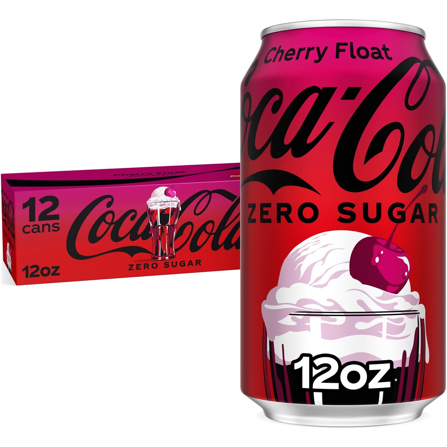 Coca-Cola Zero Sugar Cherry Float Soda Fridge Pack Cans, 12 fl oz, 12 Pack