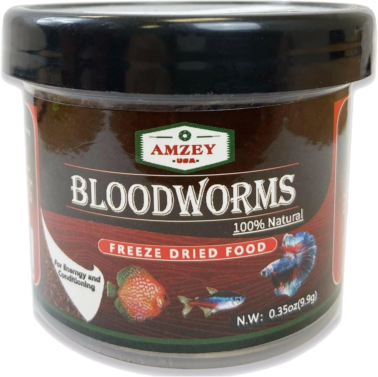 Amzey Blood Worms 0.35oz -100% Natural Freeze Dried Blood Worms - Aquarium Fish Food - High Protein Food for Betta Fish, Food for Goldfish, Cichlid, Guppy, Discus, Turtle