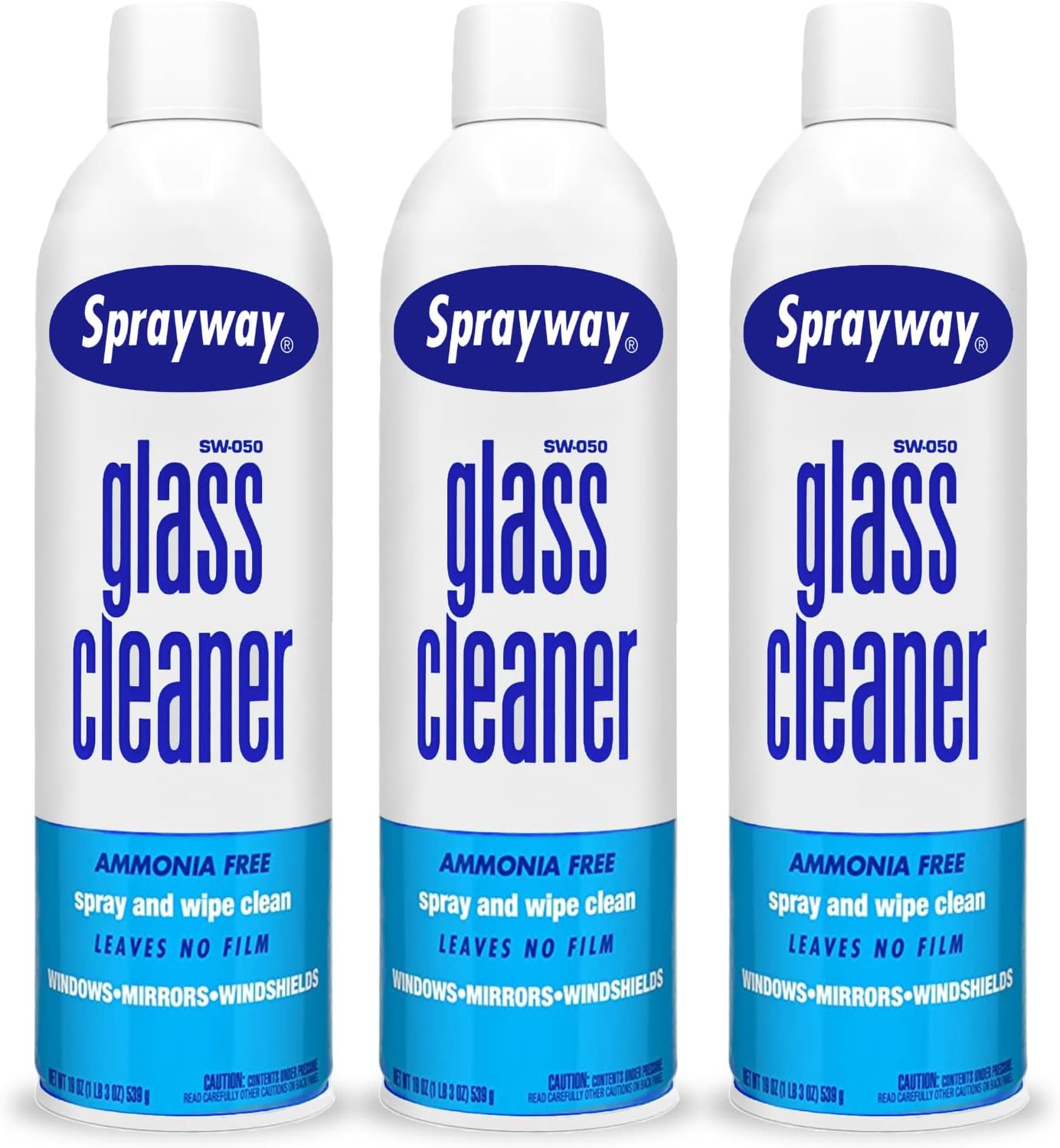 Sprayway Glass Cleaner, SW-050 19 oz Cleaner for Auto and Home for a Streak-Free Shine, Deep Cleaning Foaming Action, Safe for Tinted & Non-Tinted Windows, Ammonia Free Foam Glass Cleaner, Pack of 3