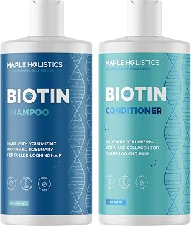 Volumizing Biotin Shampoo and Conditioner Set - Sulfate Free Shampoo and Conditioner for Dry Damaged Hair Care - Thinning Hair Shampoo and Conditioner with Nourishing Biotin and Rosemary Oil (8oz)
