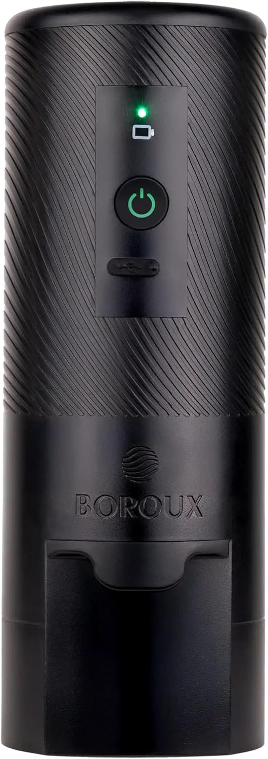 BOROUX Automatic Priming Pump, Battery-Powered Filter Primer, 90-Second Cycle, Black Stainless Steel