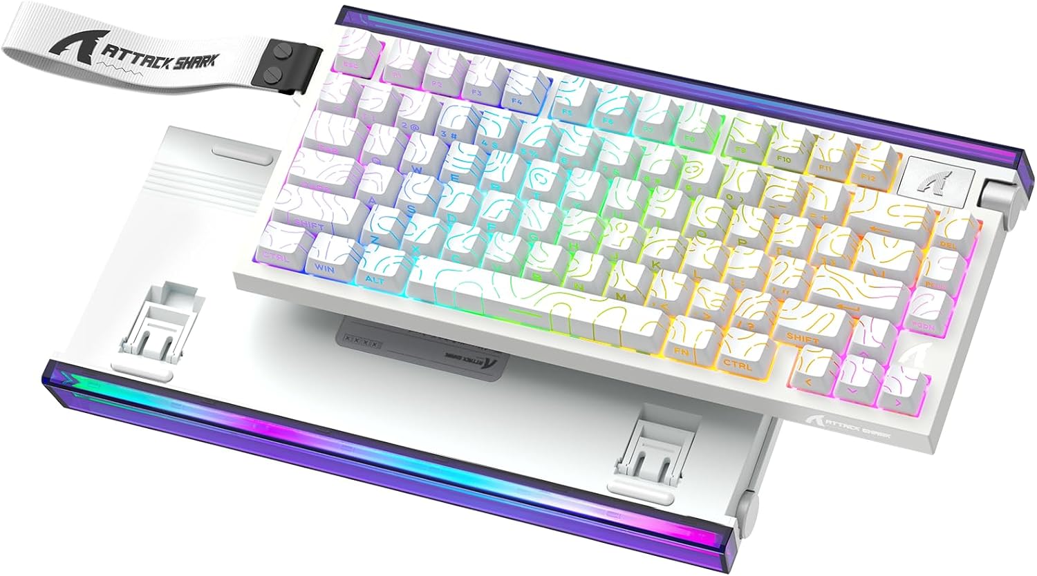 ATTACK SHARK R85HE Wired 75% RT Mechanical RGB Gaming Keyboard-WhiteContour | 8K Polling,0.005mm Accuracy,0.08MS Latency,256K Scan,Hall Effect Magnetic Switch,5 Layer Sound Damped,Driver for PC Mac FPS