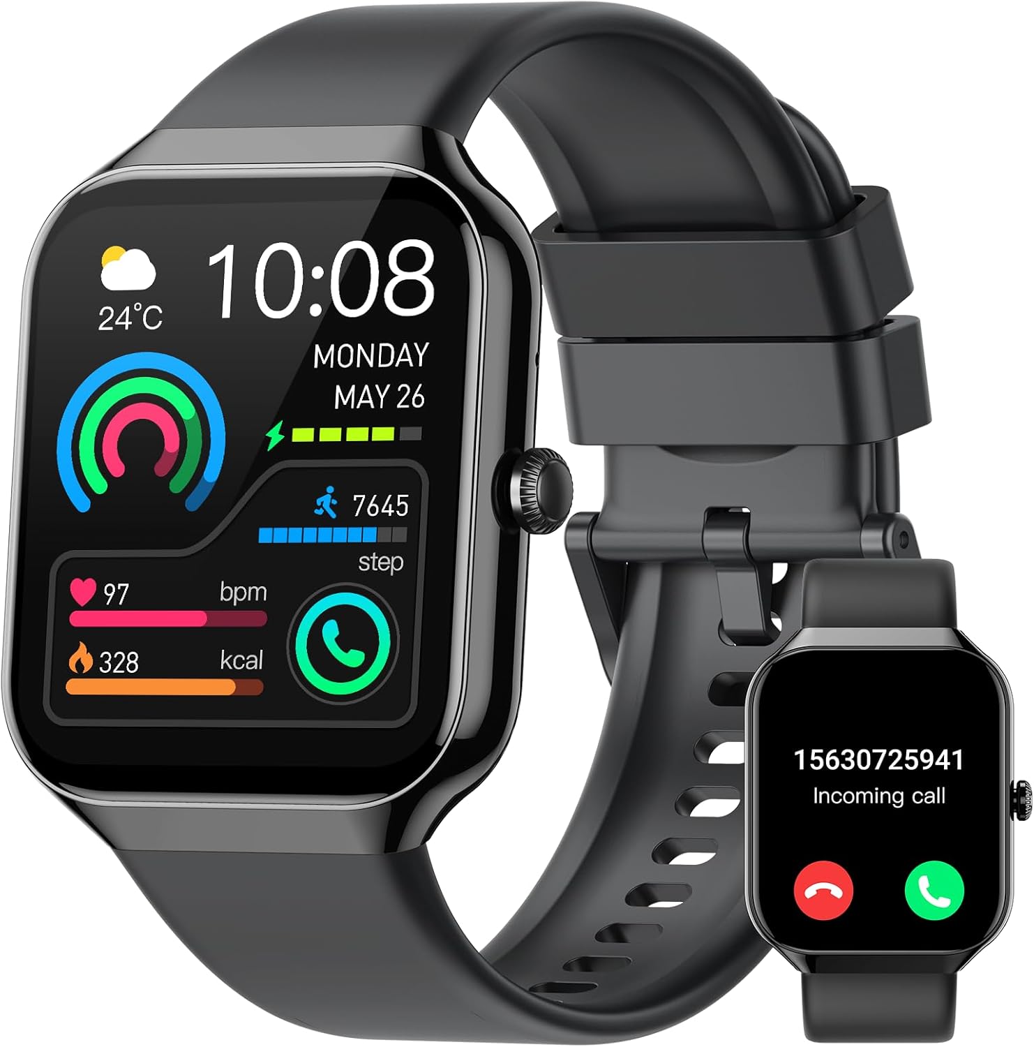 Smart Watch for Men Women, 1.96"HD 2025 New Smartwatches (Answer/Make Call) with Heart Rate/Sleep Monitor/Pedometer, Fitness Tracker Watch 113+ Sport Mode IP68 Waterproof Step Counter for Android iOS