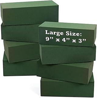 Noe & Malu 8 Pcs Floral Foam Blocks (Larger Size 9" X 4" X 3" Each) Florist Flower Foam Green Bricks Applied Dry or Wet Flower Foam Bricks Arrangement Supplies for Artificial or Fresh Flowers