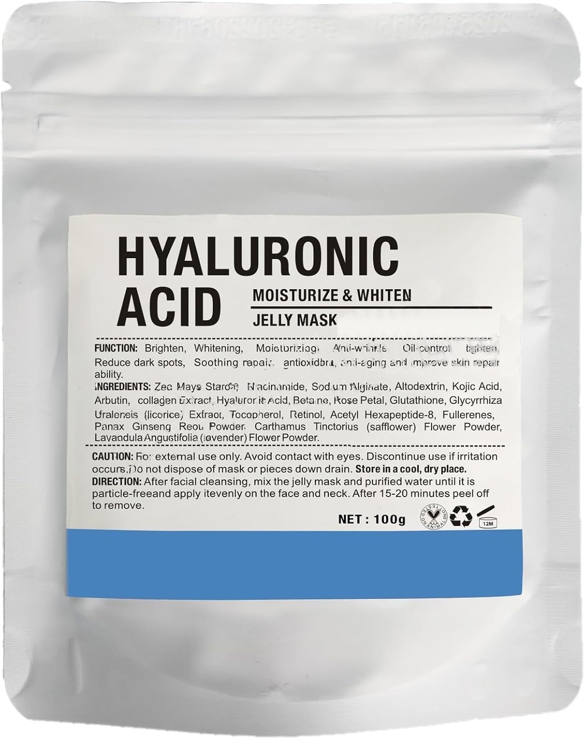 Micro Ingredients Hyaluronic Acid Powder, DIY Facial Serum, 100 Grams Skin Hydration Care Formula for Face | Low Molecular Weight for Skin Care