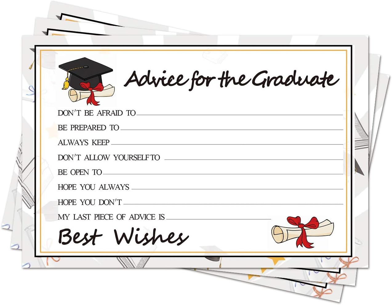 Graduation Wish Cards - 50PCs High School or College Graduation Advice Cards Supplies 2025 Decorations Grad Celebration Party Supplies for High School/College/Senior School