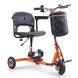 VEVOR Portable 3 Wheel Mobility Scooter for Seniors - Folding Electric Powered Mobility Scooter with 12 Mile Long Range, All Terrain Travel Wheelchair with 48V Lithium-ion Battery, Max Support 330LBS