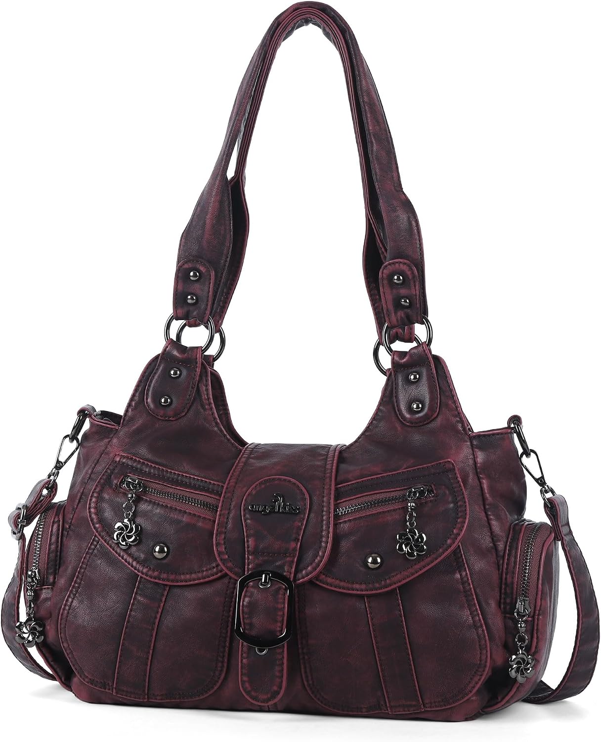Angel Kiss Hobo Bags for Women Vegan Leather Shoulder Purses and Handbags Ladies Roomy Tote Bags Purse with Crossbody Strap