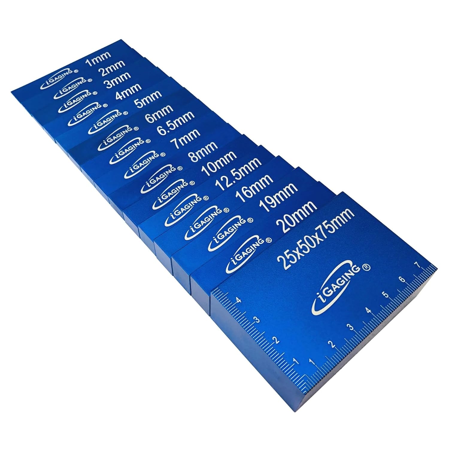 iGaging Setup Block Bar Gauge Precision Aluminum Blocks 15 Piece Set for Machine Shop and Woodwoorking, Metric Sizes Set, 36-SB-15-M