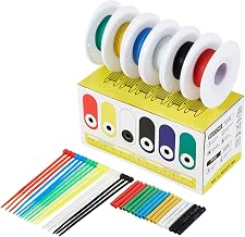 Wire, 30 Awg Tinned Copper Electrical Wire, Silicone Insulation Electric Wire, Stranded Hookup Wire with Dispenser Wire Kit, 6 Colors 50ft Each Flexible Silicone Wire, 30 Gauge Wires with Wide Usages