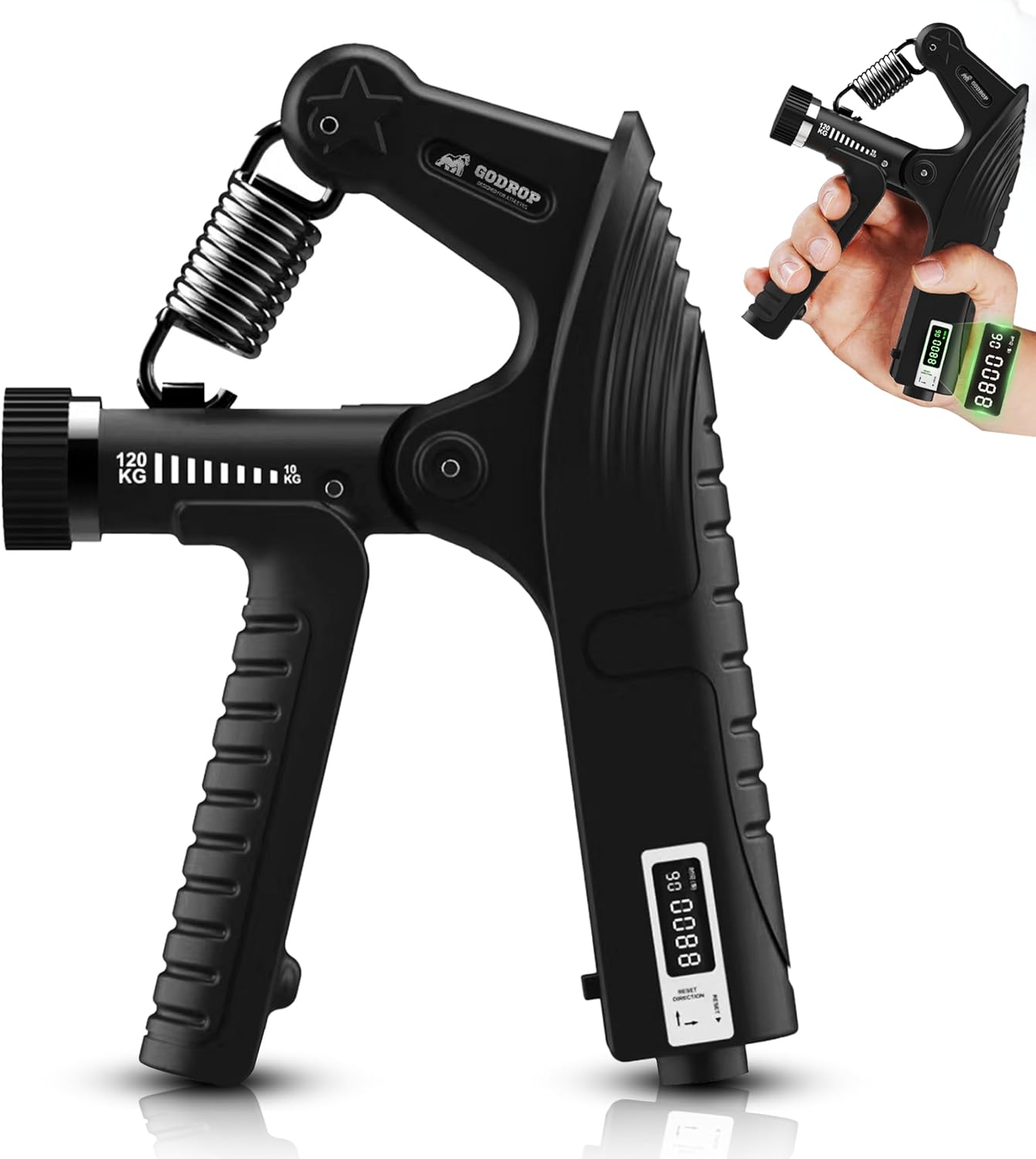 Grip Strength Trainer, Hand Grip Exerciser Strengthener, Adjustable Resistance 22-265Lbs [10-120kg], Forearm Strengthener with Counter and Timer, Hand Exerciser for Muscle Building and Injury Recover