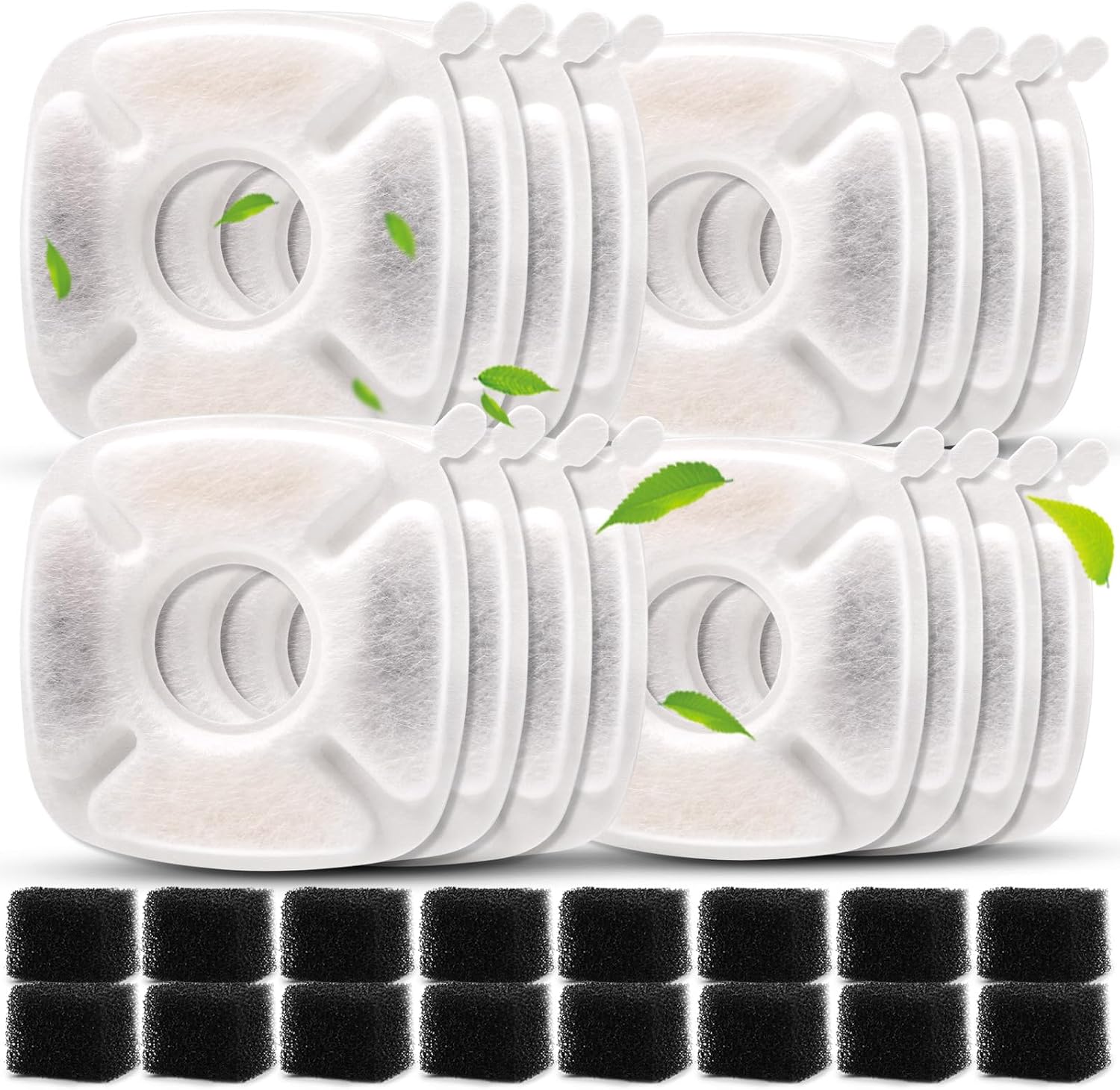 24/32Pcs Pet Fountain Filters Replacement Compatible with Veken 95Oz/2.8L Dog Water Fountain, Cat Water Fountain Filters (16+16)