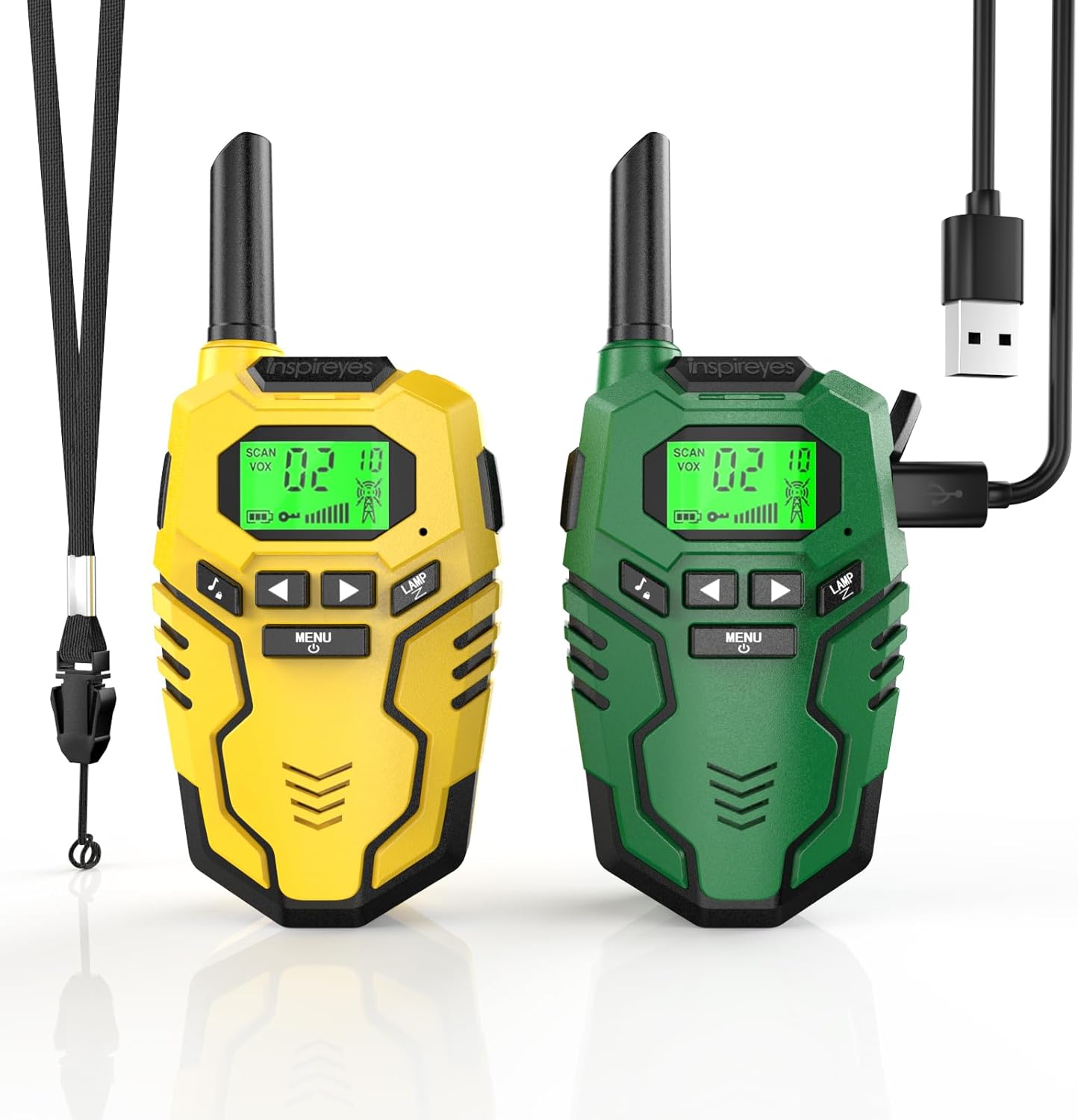 Inspireyes Walkie Talkies for Kids, 48 Hours Working Time Long Range 2 Way Radio Outdoor Camping Hiking Games Party Toys for 3-12 Year Old Boys Girls, Birthday Xmas Gifts for Kids, 2 Set