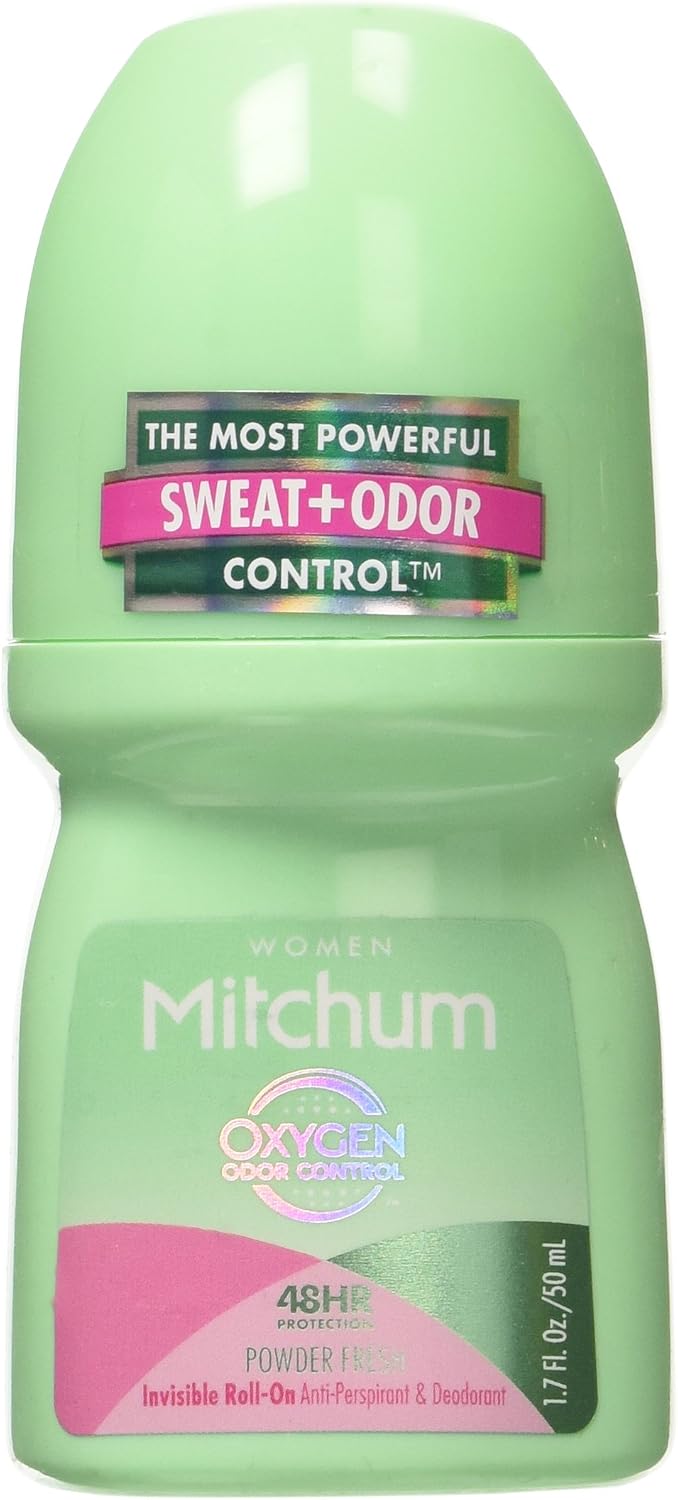 Mitchum for Women Roll On, Anti-Perspirant & Deodorant, Powder Fresh, 1.7 Oz (Pack of 6)