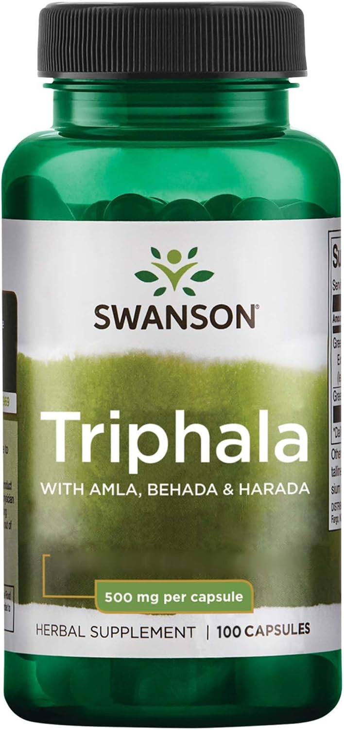 Swanson, Triphala with Amla, Behada & Harada, 500mg, High-Dose, 100 Capsules, SOYA-Free, Gluten-Free, GMO-Free