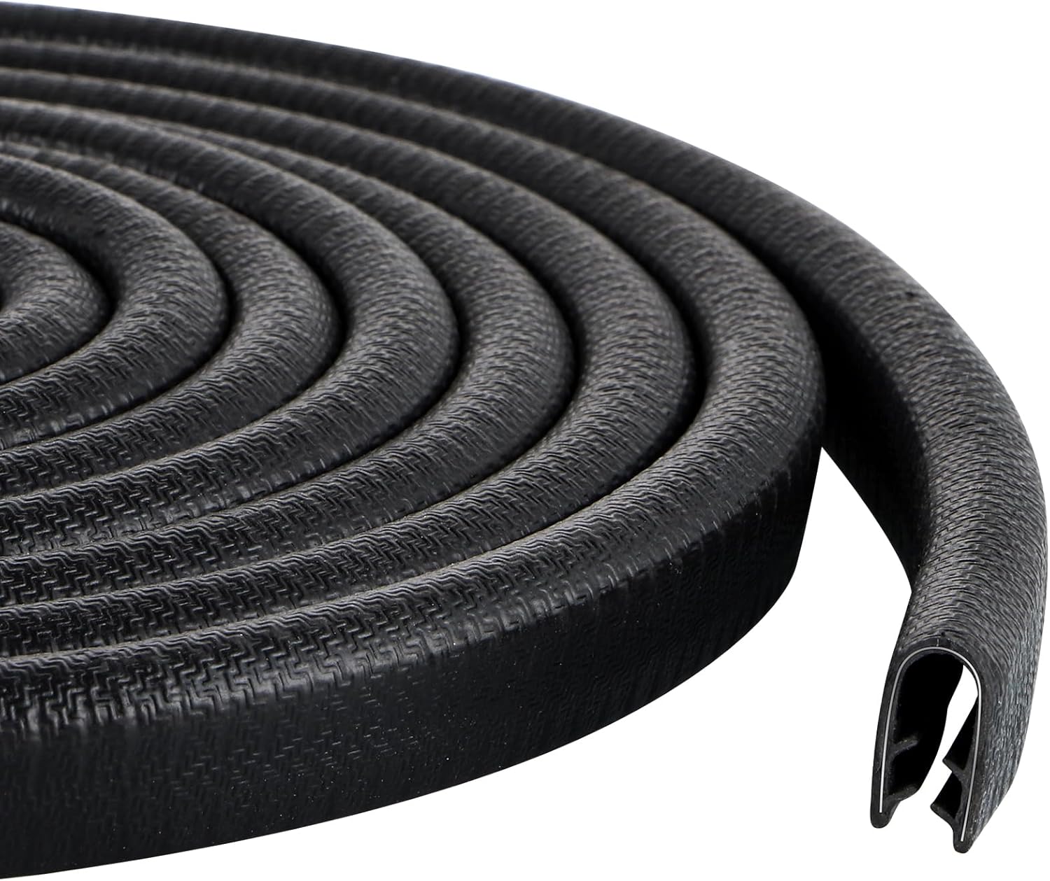 Rubber Edge Trim Guard 10ft/3m, Adhesive Free Door Edge Protector, U Shape Edge Seal Strip with Embedded Metal Clips Fits 3/64" to 1/4" Thick Edges (Black)