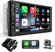 Double Din Car Stereo with Dash Cam,Compatible with Apple Carplay,Android Auto,7 inch Touch Screen Car Radio with Backup Camera Bluetooth Support Mirror Link Navigation FM Radio