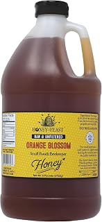 HONEY FEAST Raw Orange Blossom Honey - 6lb Bulk Honey, All Natural, Unfiltered, Unheated Honey from Oranges, Perfect for Sweetening & Baking