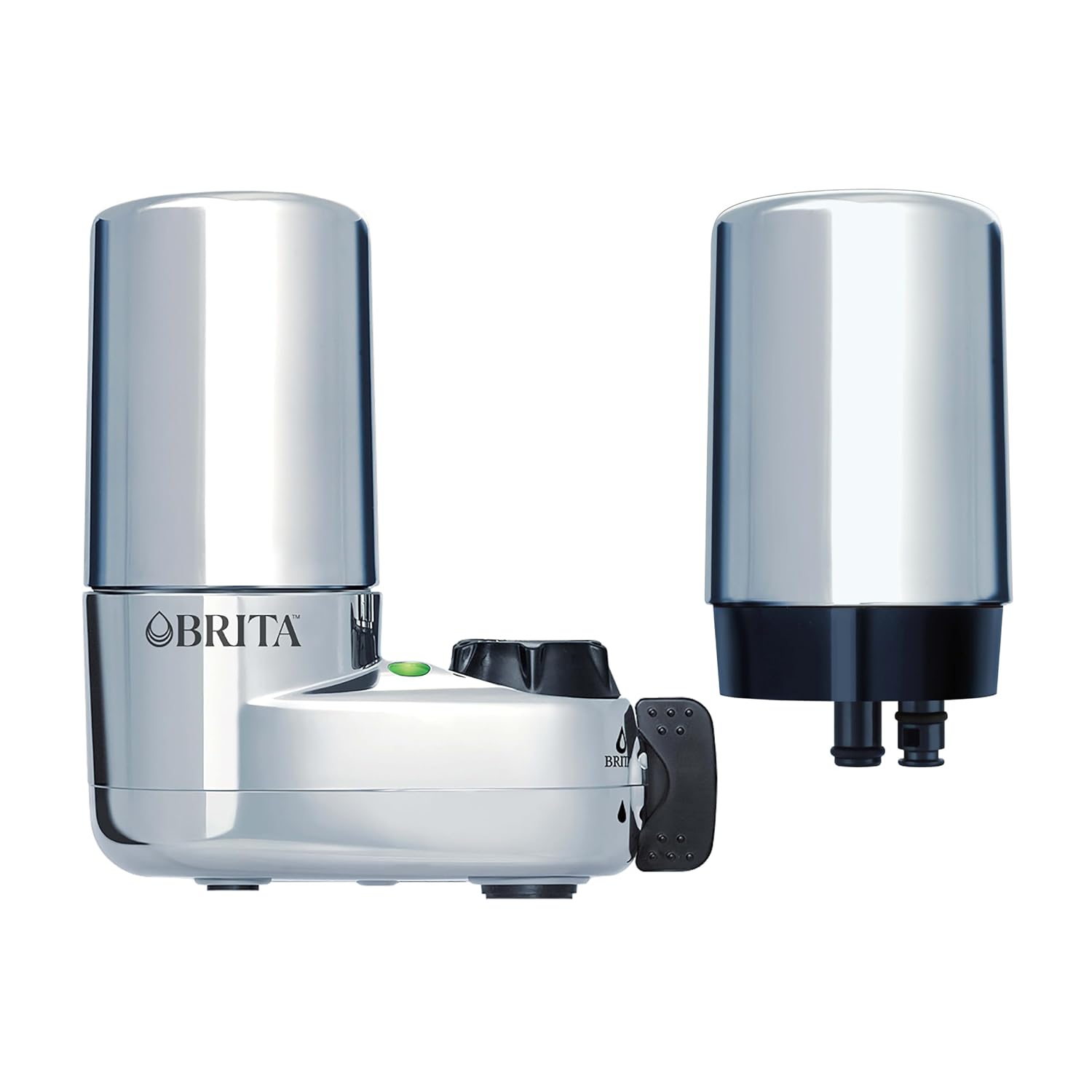 Brita Faucet Mount Water Filter System, Chrome, No-Wait Filtration, Easy Install, Multi-Use Tap Water Filter for Kitchens, Bathrooms & Small Spaces