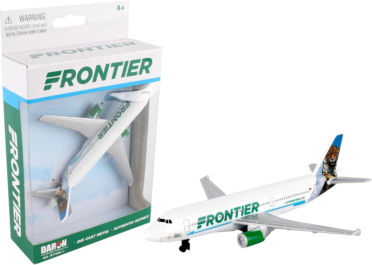 Daron Toy Airplane – Frontier Airlines – Die-Cast Metal Model Airplane Toy with Plastic Parts for Kids Ages 3+