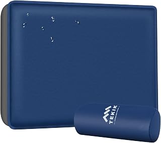 Inflatable Seat Cushion - Lightweight, Self-Inflating Memory Foam for Stadium & Airplane Travel, Waterproof & Portable for Hiking, Camping, & Festivals, Includes Carrying Bag(Army Blue)