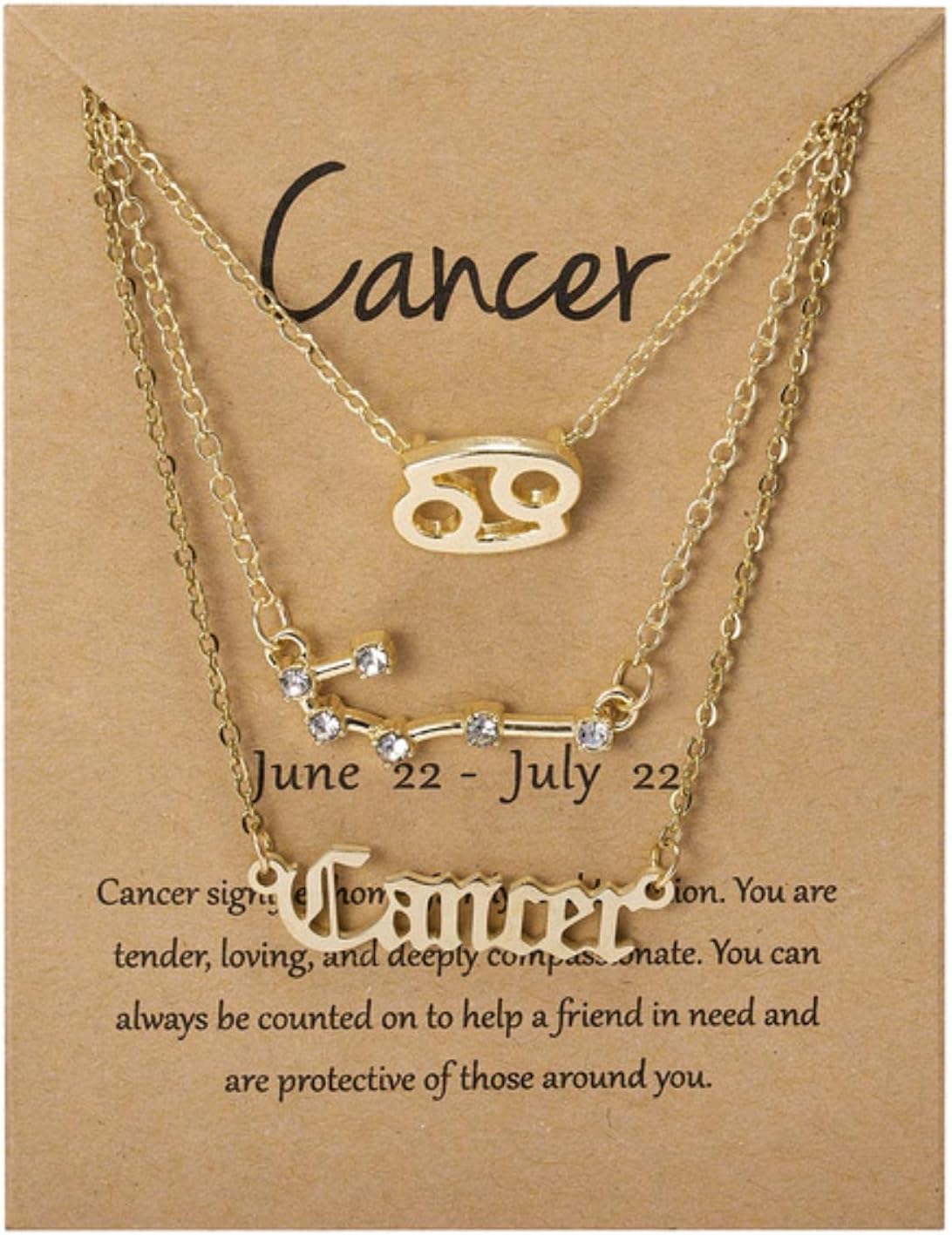 QIN 3Pcs/Set Cardboard Star Zodiac Sign Pendant 12 Constellation Charm Gold Necklace Aries Cancer Leo Scorpio Necklace Jewelry Gifts