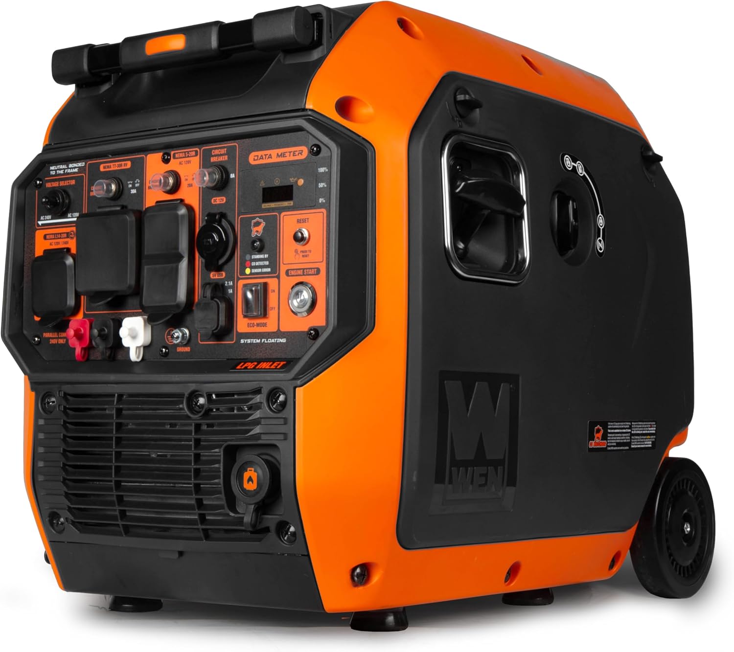 WEN Quiet 6800-Watt Dual Fuel RV-Ready Electric Start Portable Inverter Generator with Fuel Shut Off and CO Watchdog for Electric Vehicle Backup (DF680iX)